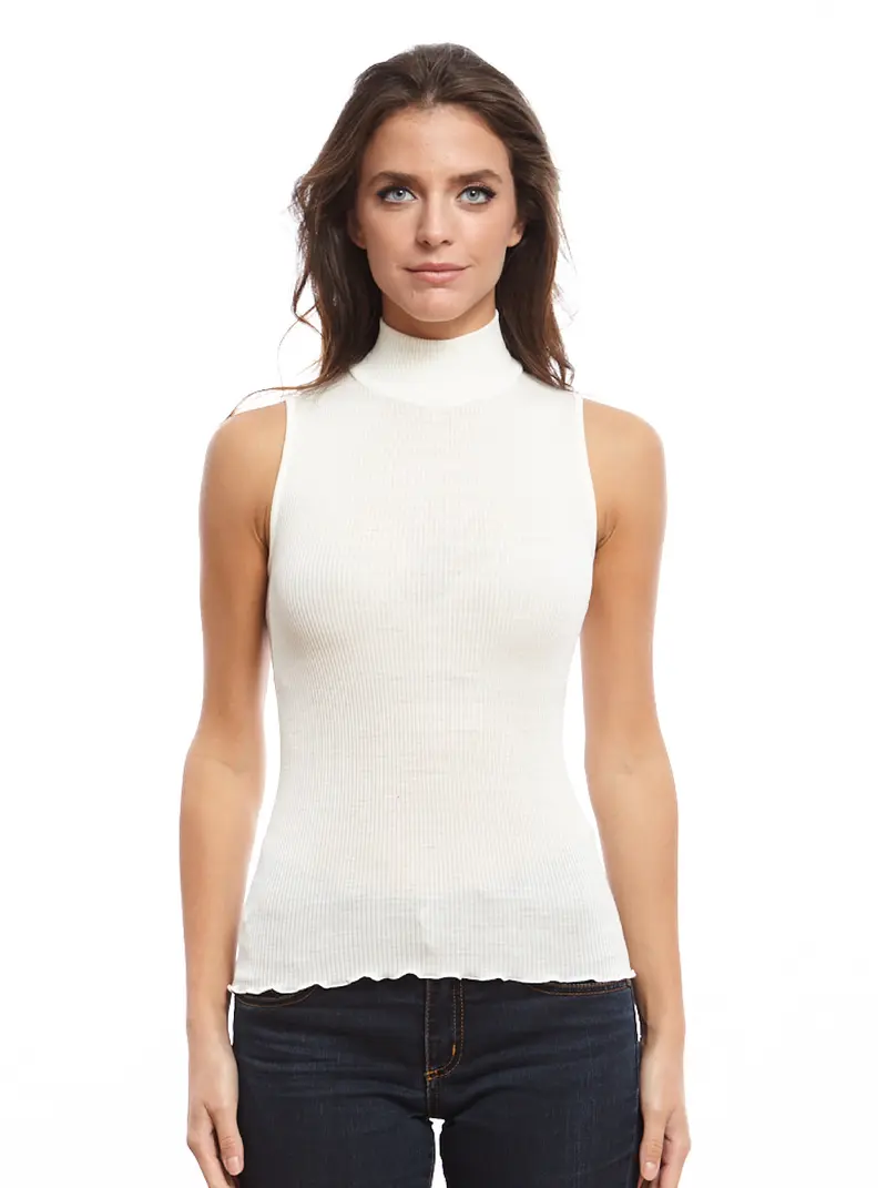 Sleeveless Turtleneck Wool and Silk 3427