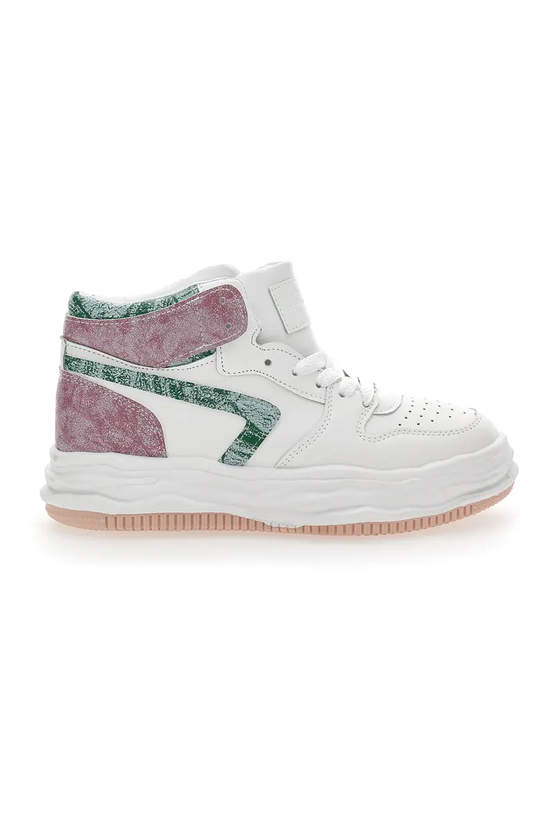 Sneakers alta Grazie 3150 Bianca Verde Rosa