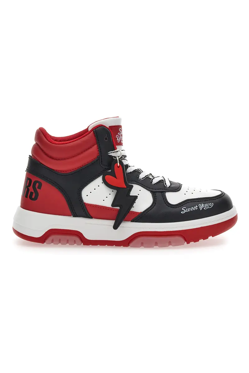 Sneakers Alte Bianche e Rosse Sweet Years 8580