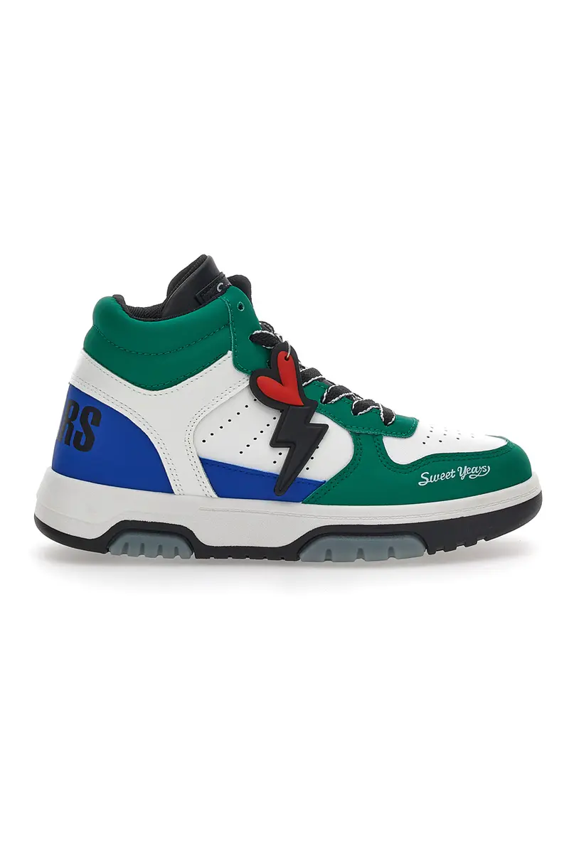 Sneakers Alte Bianche e Verdi Sweet Years 8580