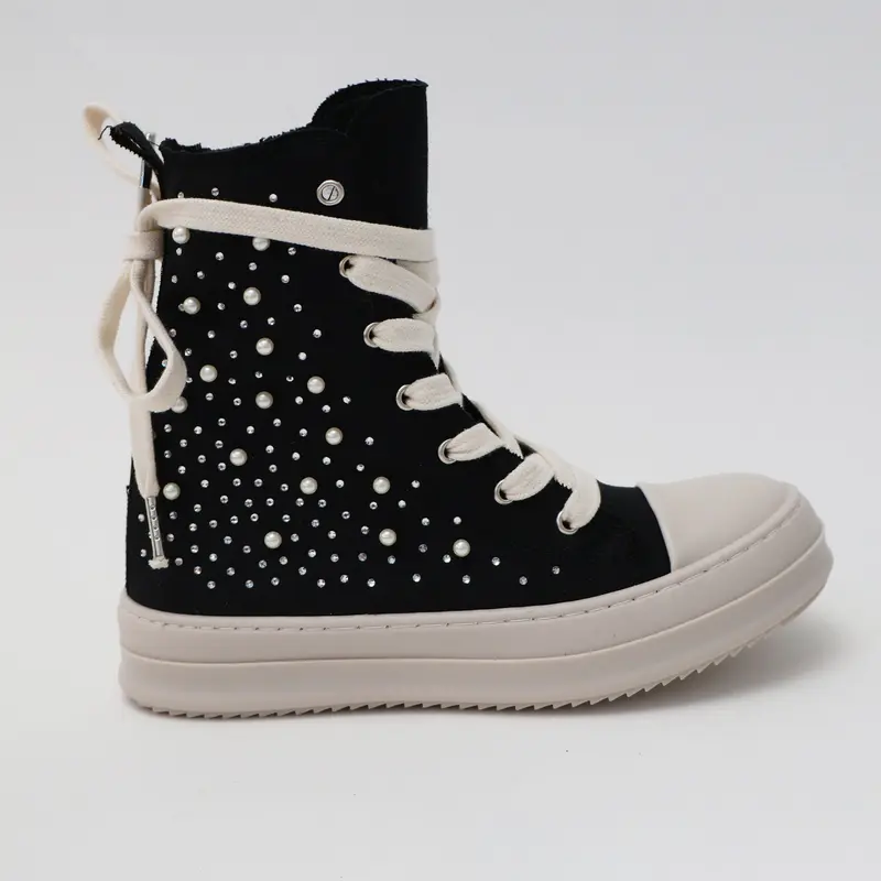 SNEAKERS ALTE DONNA THEATER X GEOSELIN NERE CON PERLE E STRASS