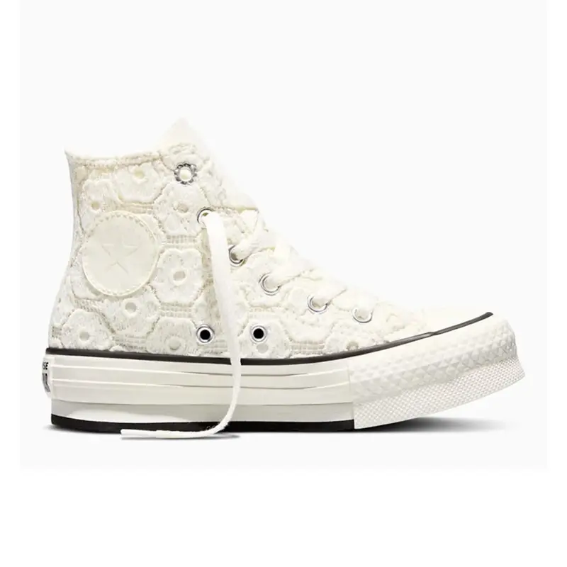 SNEAKERS BAMBINA CONVERSE CHUCK TAYLOR ALL STAR EVA LIFT HI CROCHET ECRU