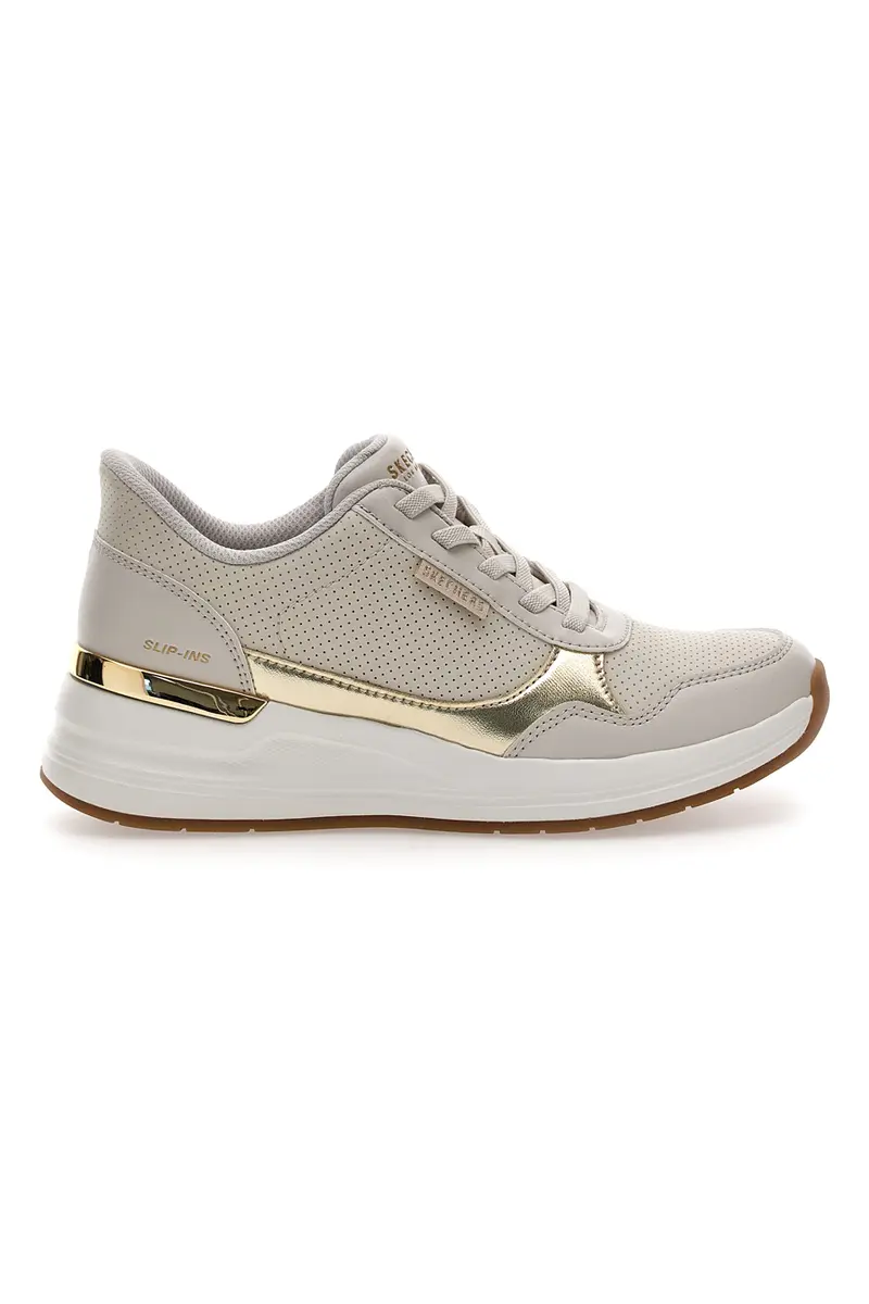 Sneakers beige con dettagli oro e soletta Memory Foam Skechers Billion 2 Top-Tier