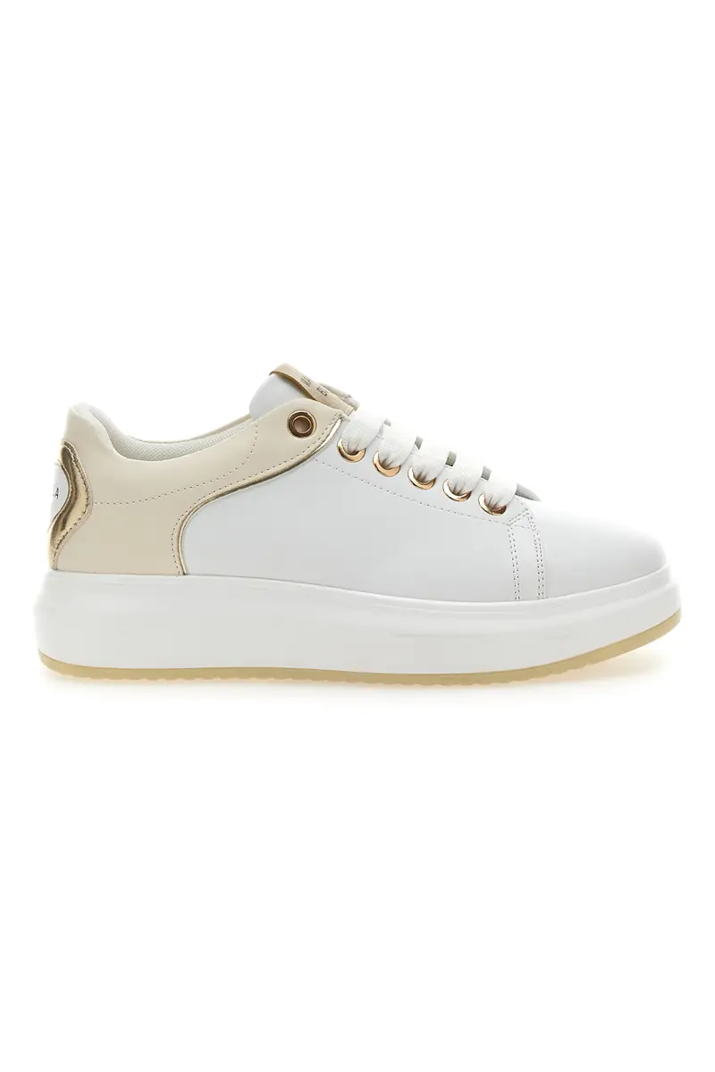 Sneakers Bianche con Dettagli Color Oro Mariella Burani 51045