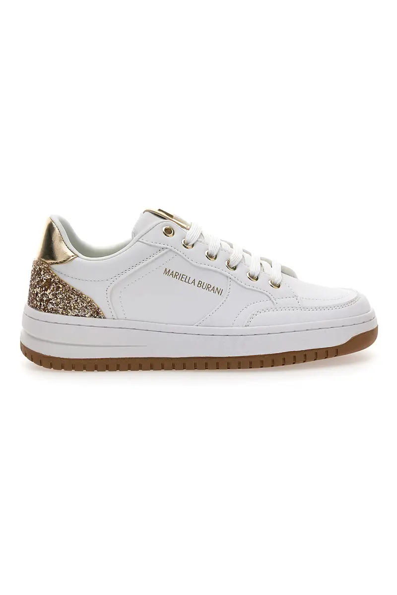 Sneakers bianche con dettagli oro glitterati Mariella Burani 51772C1170