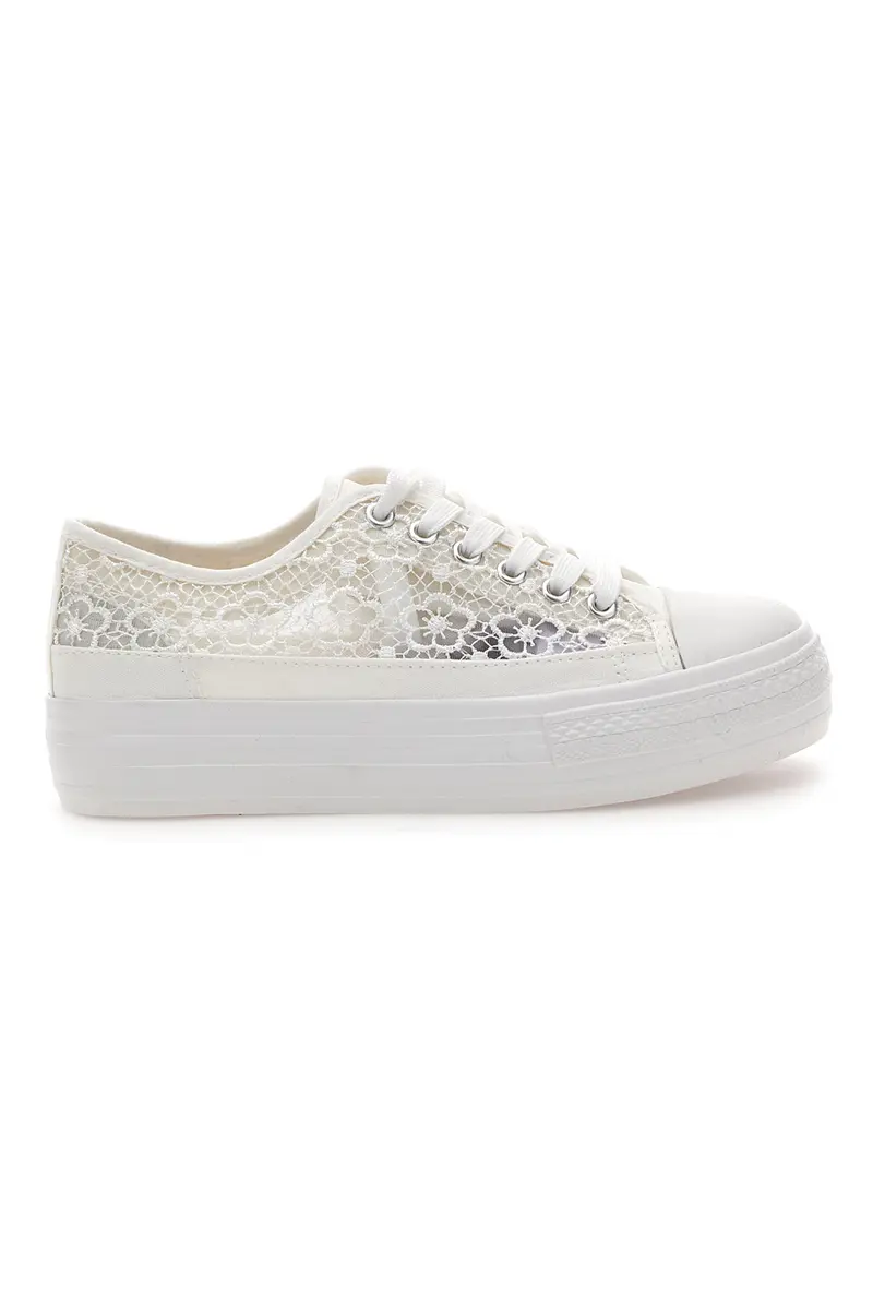 Sneakers bianche in pizzo con suola platform Energy E111