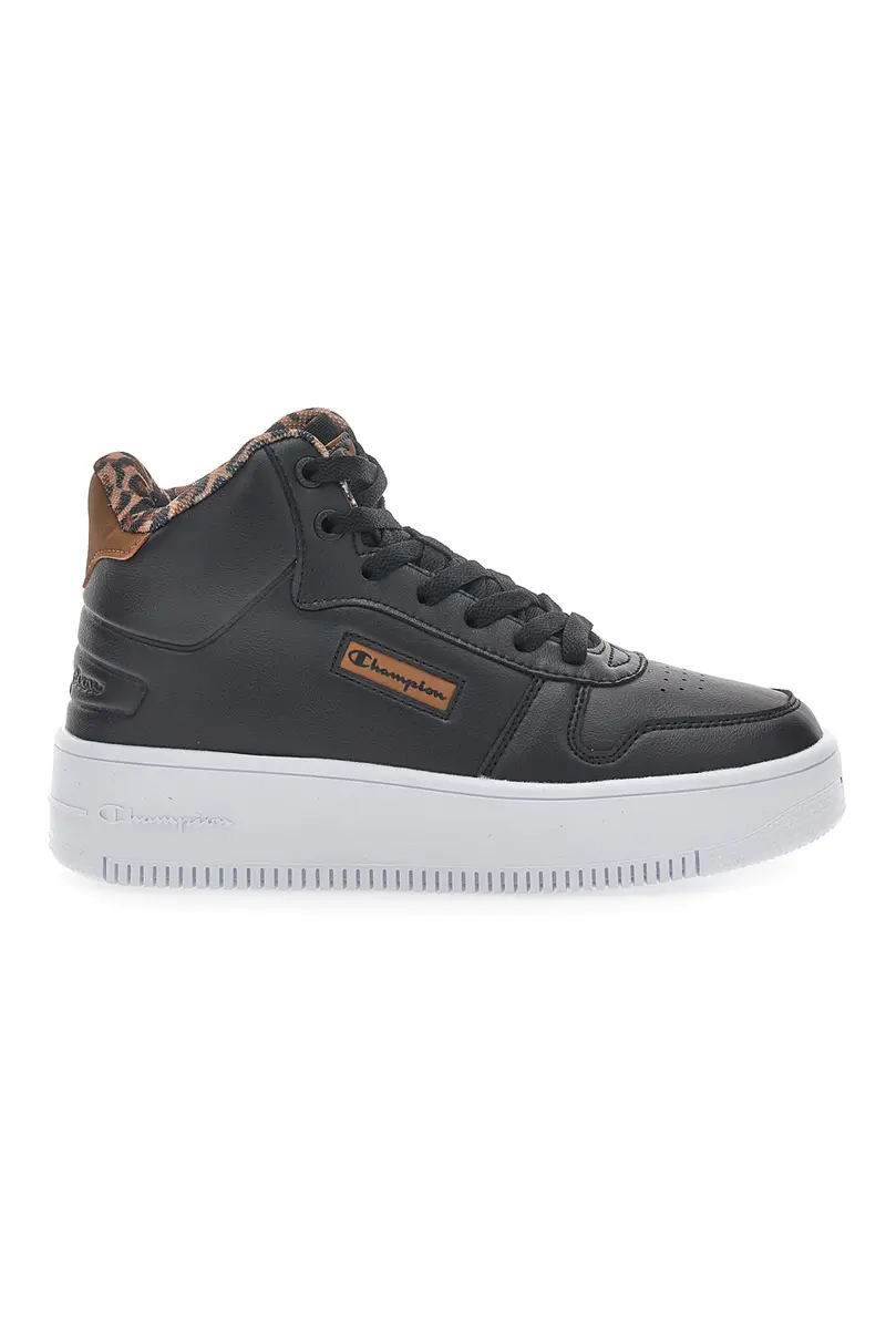 Sneakers con Flatform Champion Rebound Plat Mid Animalier Nere