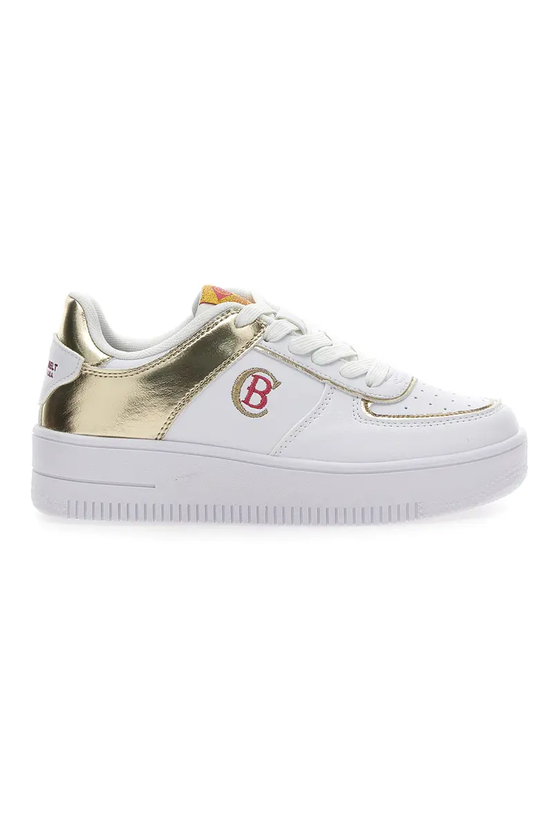 Sneakers Cotton Belt Amber Pu Ripstop Bianche e Oro