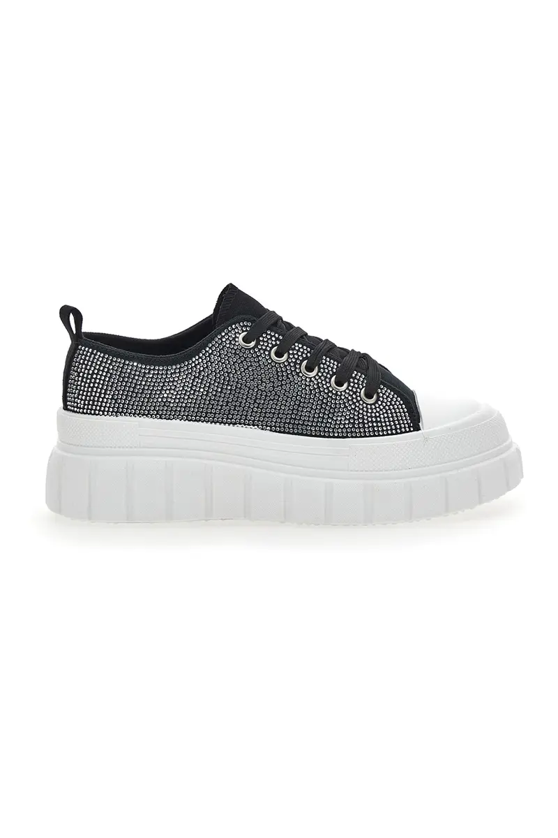 Sneakers Flatform 268603 Nere con Strass