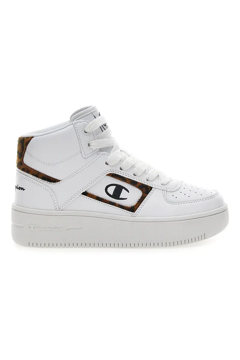 Sneakers Mid-Cut Champion Foul Play Plat Mid Animalier Bianche
