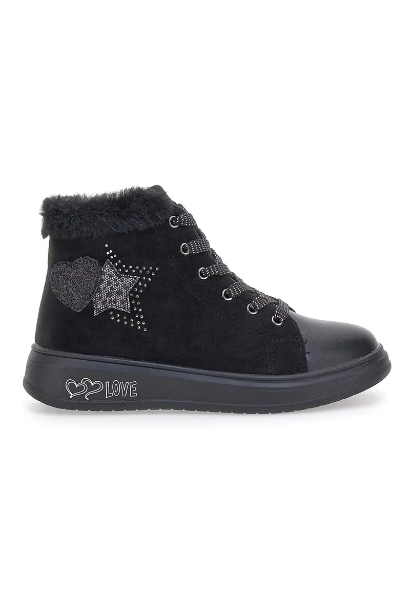 Sneakers Mid-Cut Nere Imbottite con Cerniera e Pellicciotto Grazie 1719