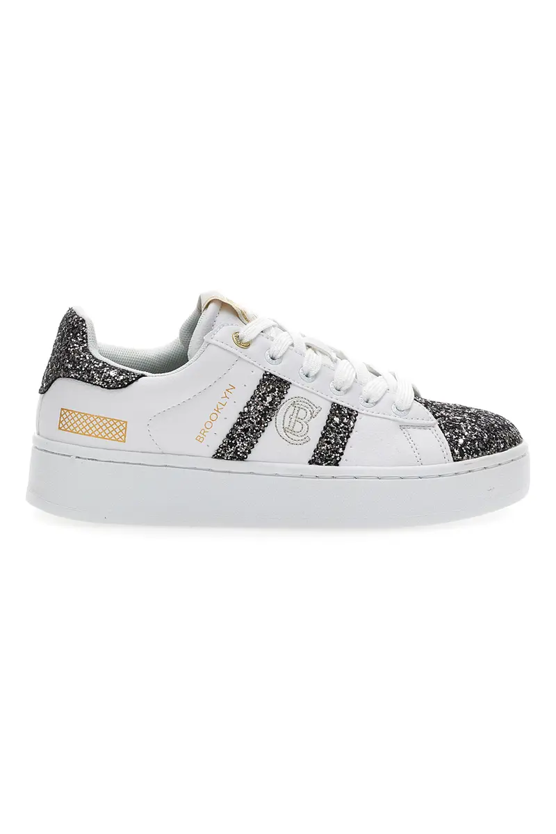 Sneakers Platform Cotton Belt Yard Glitter Bianche