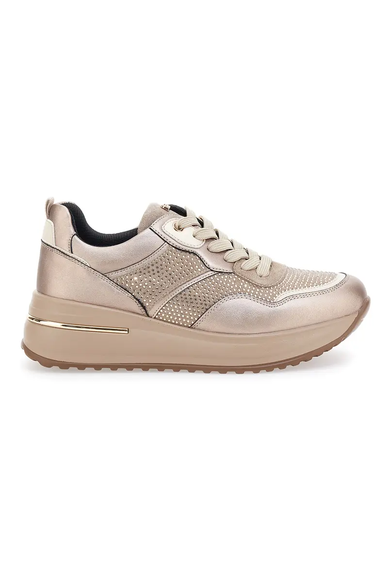 Sneakers Platino Con Platform e Glitter Inblu IN397054