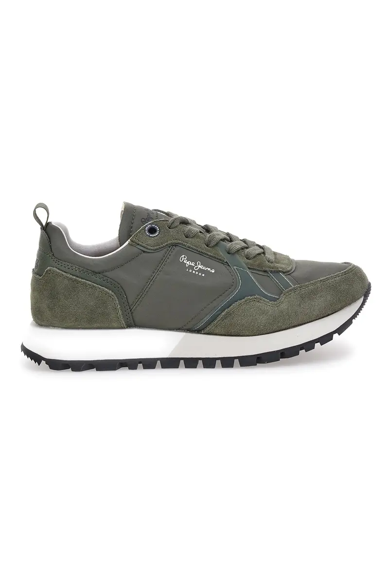 Sneakers verdi con inserti scamosciati Pepe Jeans PMS400001