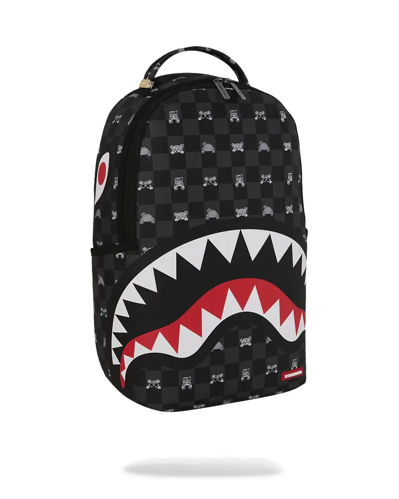 SPRAYGROUND ZAINO GRAY PEEKING CHARACTER CHECK B8872