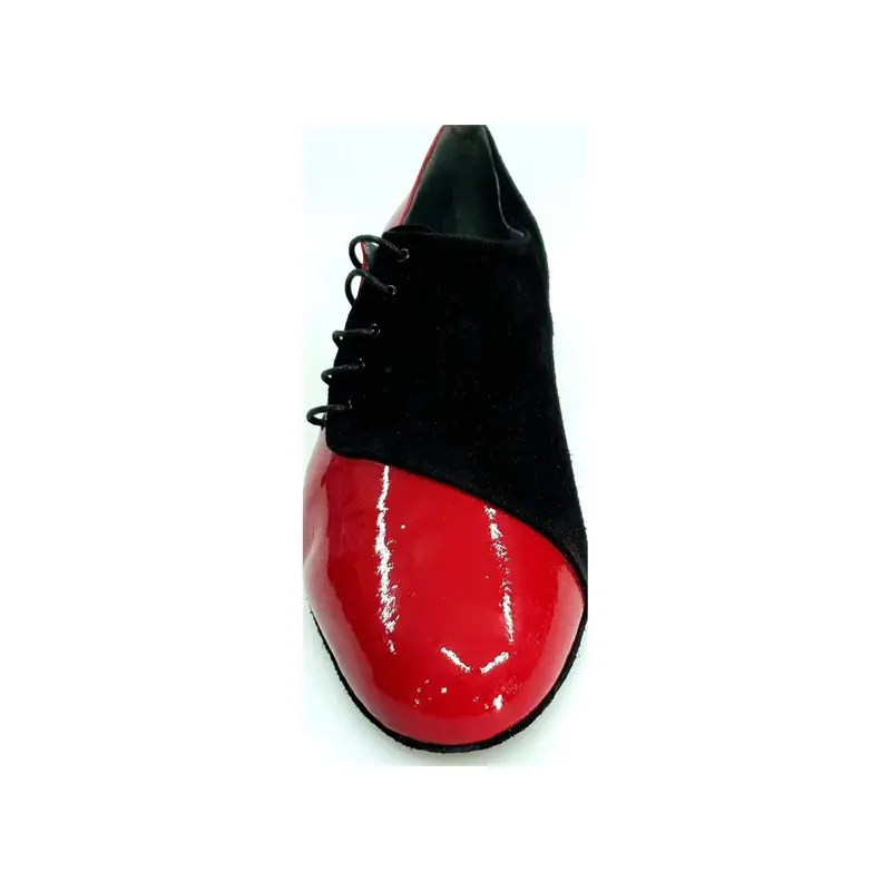 Stardust - Scarpa da Ballo Latino Americano Uomo in Camoscio Nero e Vernice Rossa