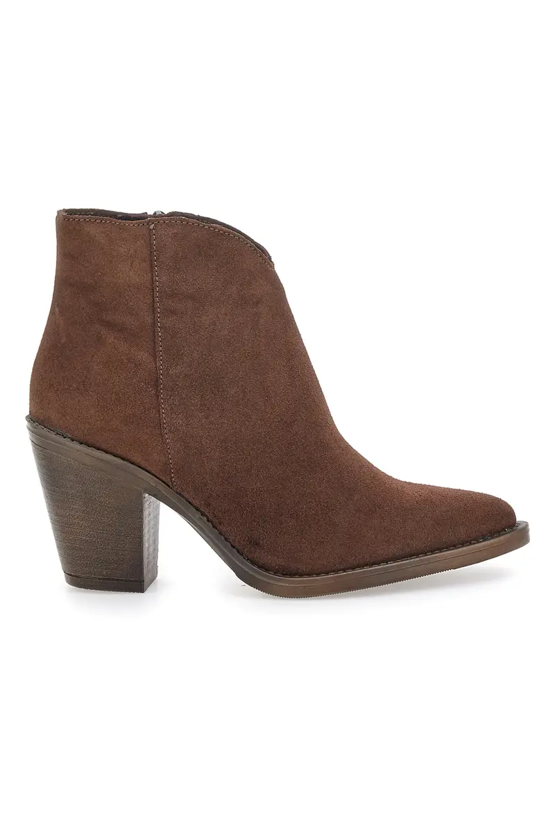 Stivaletti marroni scamosciati in vera pelle con tacco alto squadrato Pittarello glam 6326400