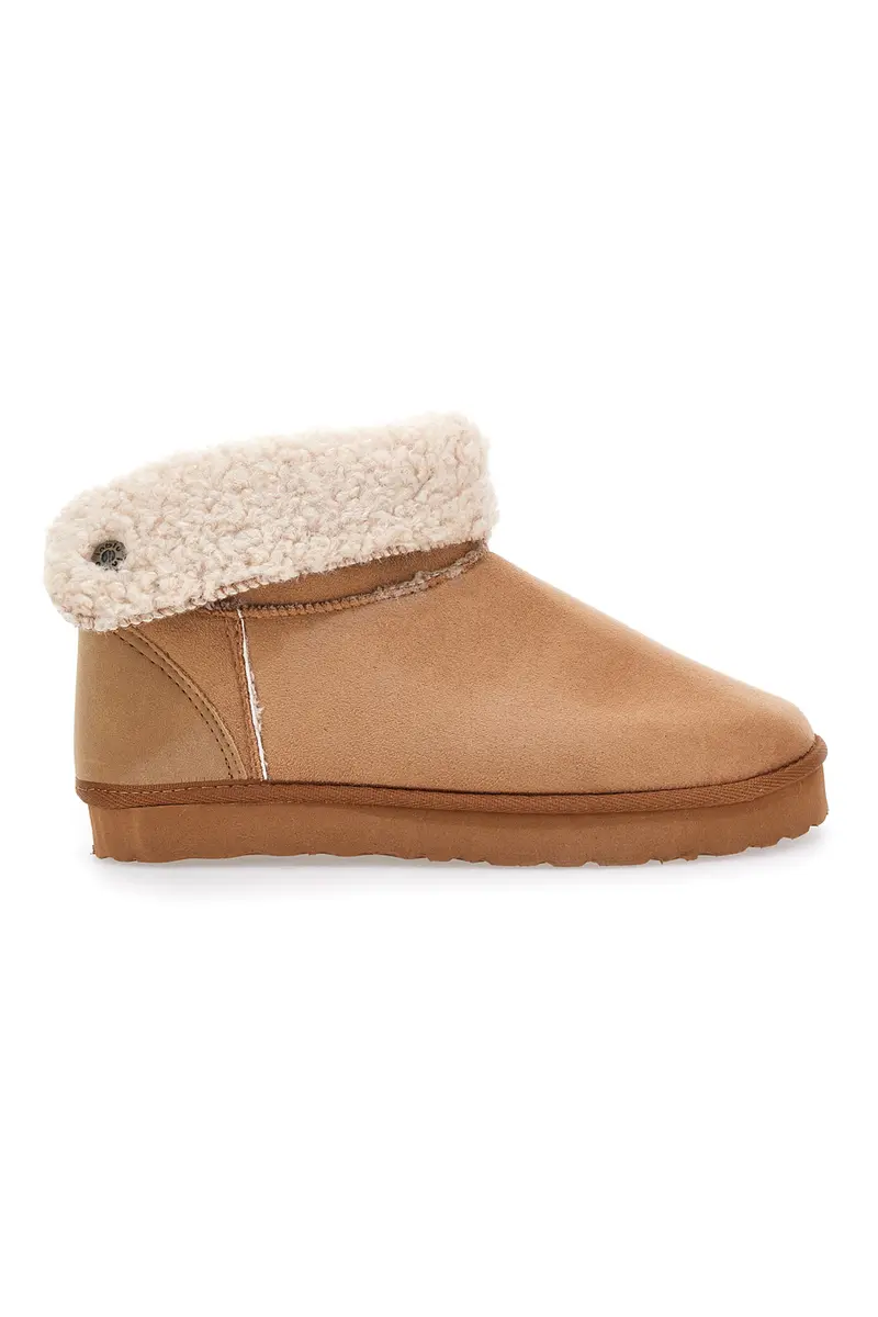 Stivaletti pantofola beige con risvolto in pelo e interno caldo Inblu 23 FX