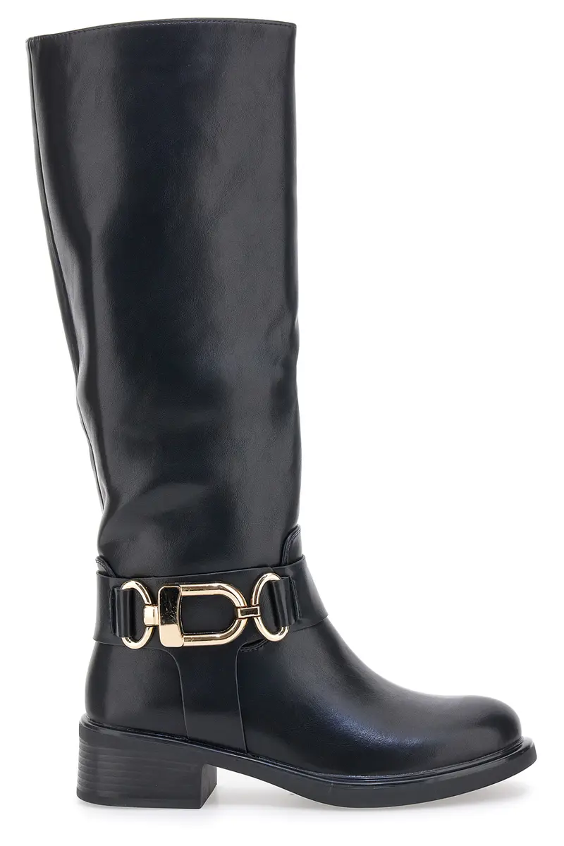 Stivali neri con fibbia dorata Le Havre Paris KSLTZ3036