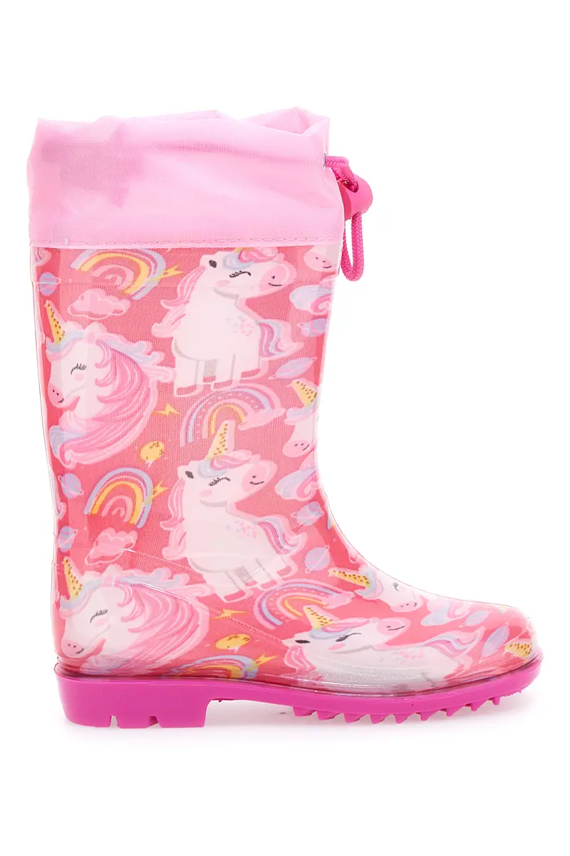 Stivali pioggia rosa con unicorni e coulisse Unicorn S8010176S10