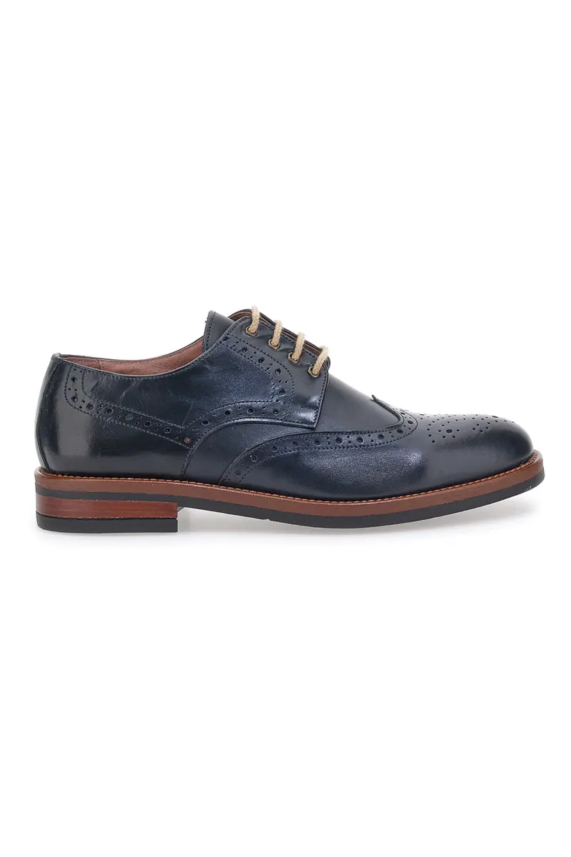 Stringata inglese blu con lacci a contrasto PITTARELLO CLASS 06