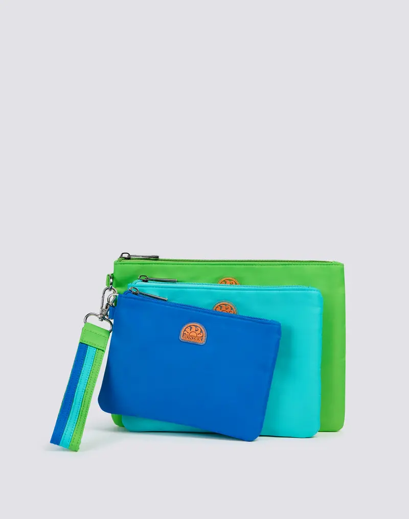 SUNDEK POCHETTE CLUTCH 3 PEZZI CON PORTACHIAVI E DETTAGLIO ARCOBALENO AM083ABPY800 A6702