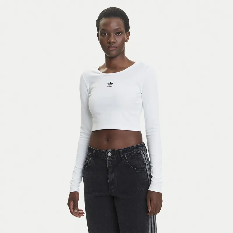 T-SHIRT ADIDAS ORIGINALS ESSENTIALS RIBBED CROP MANICA LUNGA JC9011 DONNA