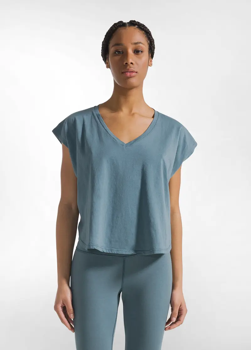 T-SHIRT AMPIA IN COTONE ORGANICO BLU