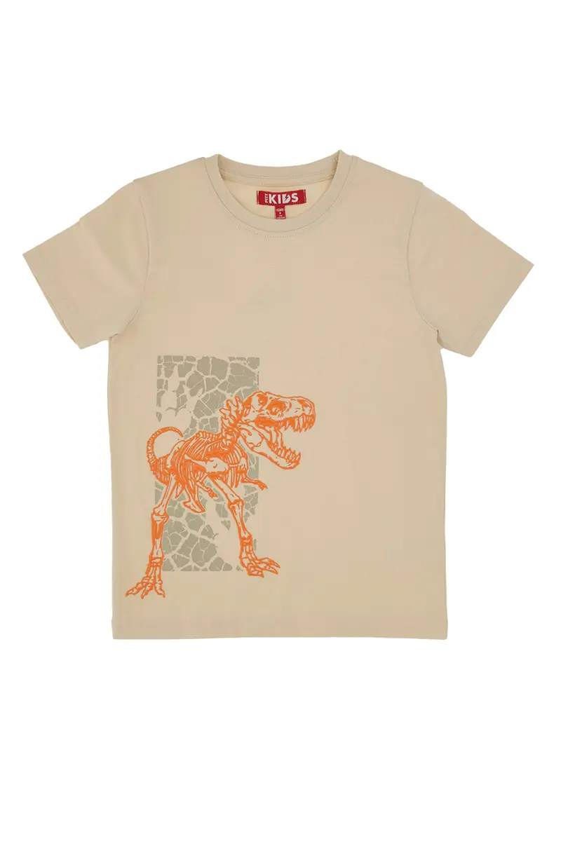 T-Shirt Beige con Dinosauro Arancione Pitt Kids PT-B-F-05004