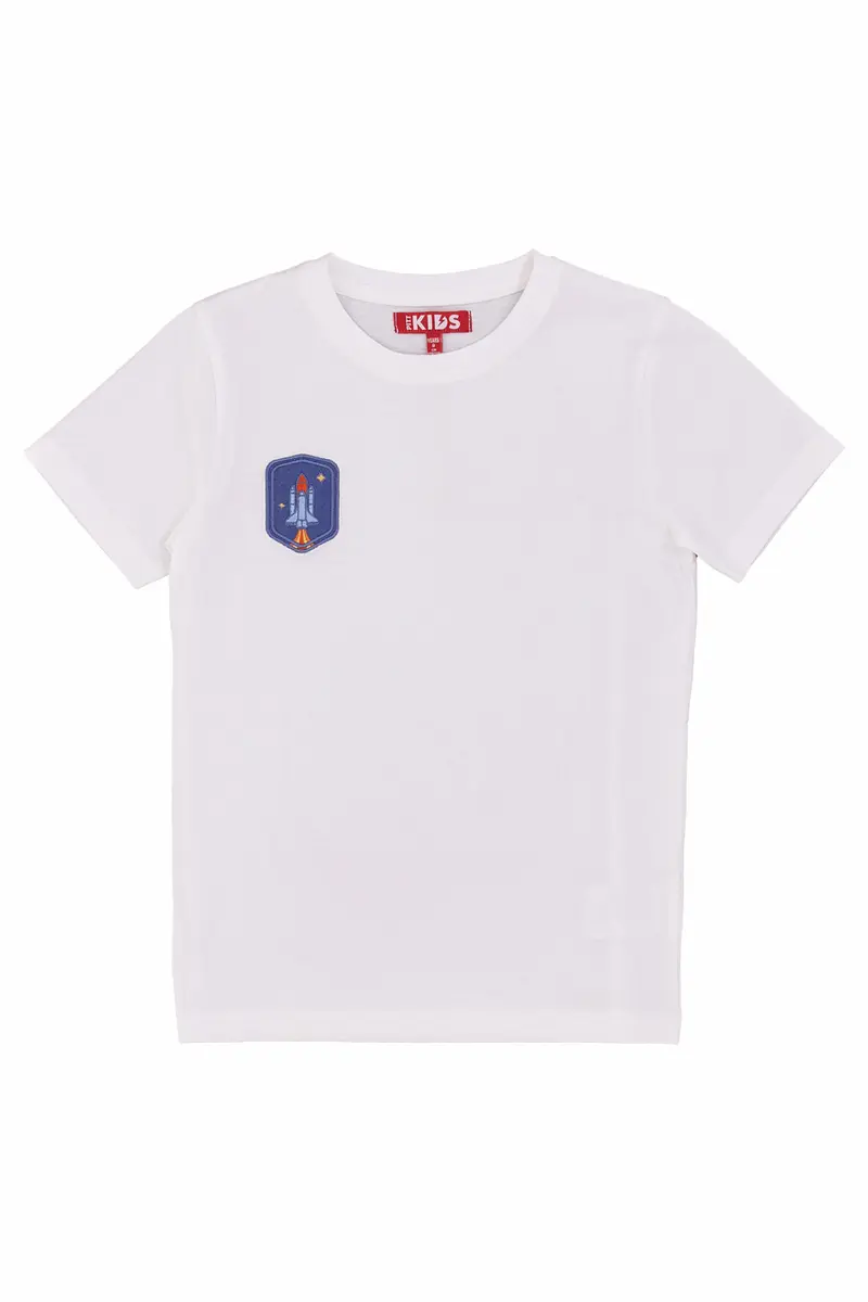 T-Shirt Bianca Con Razzo Ricamato Pitt Kids PT-B-T-05026