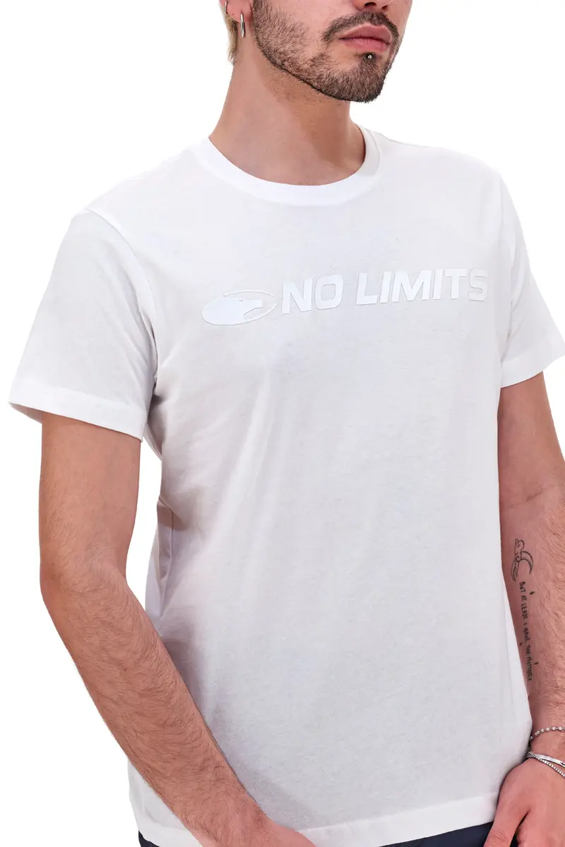T-Shirt Bianca con Stampa No Limits 049S24