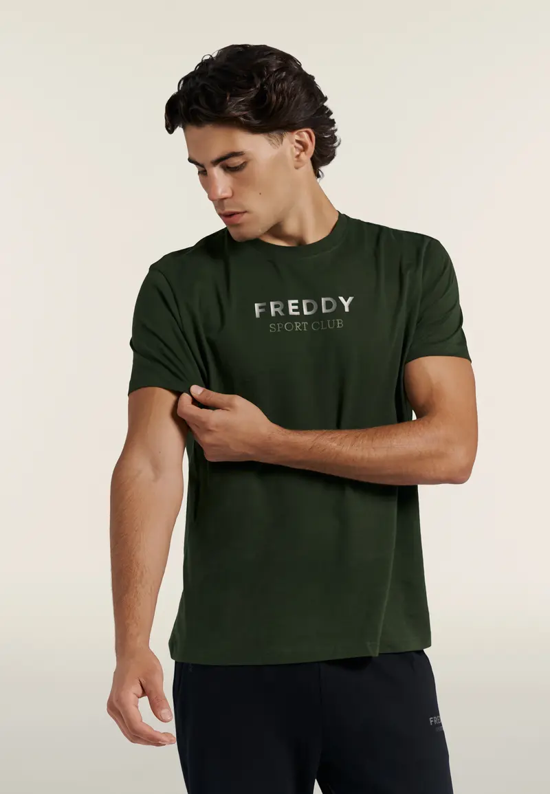 T-shirt da Uomo Regular Fit con Grafica Centrale Gommata