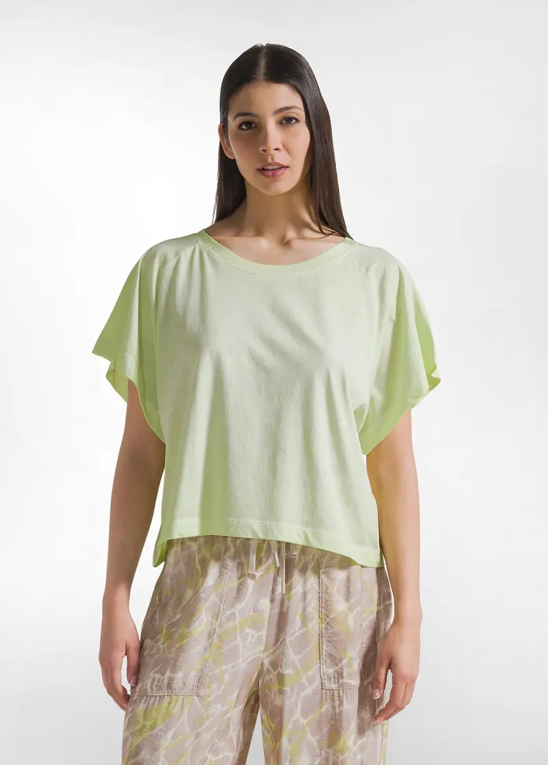 T-SHIRT EFFETTO SFUMATO IN COTONE ORGANICO GIALLO