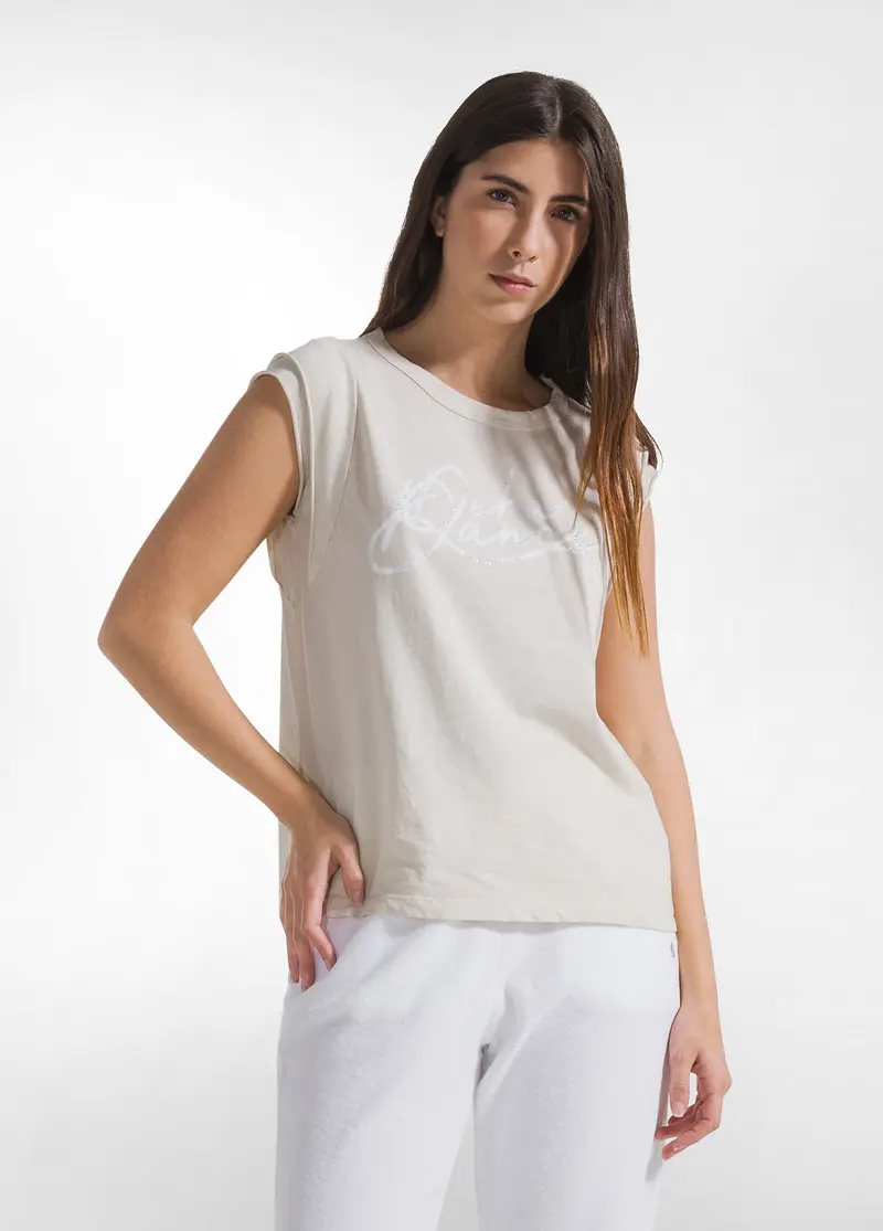 T-SHIRT GRAFICA EFFETTO FADE BEIGE