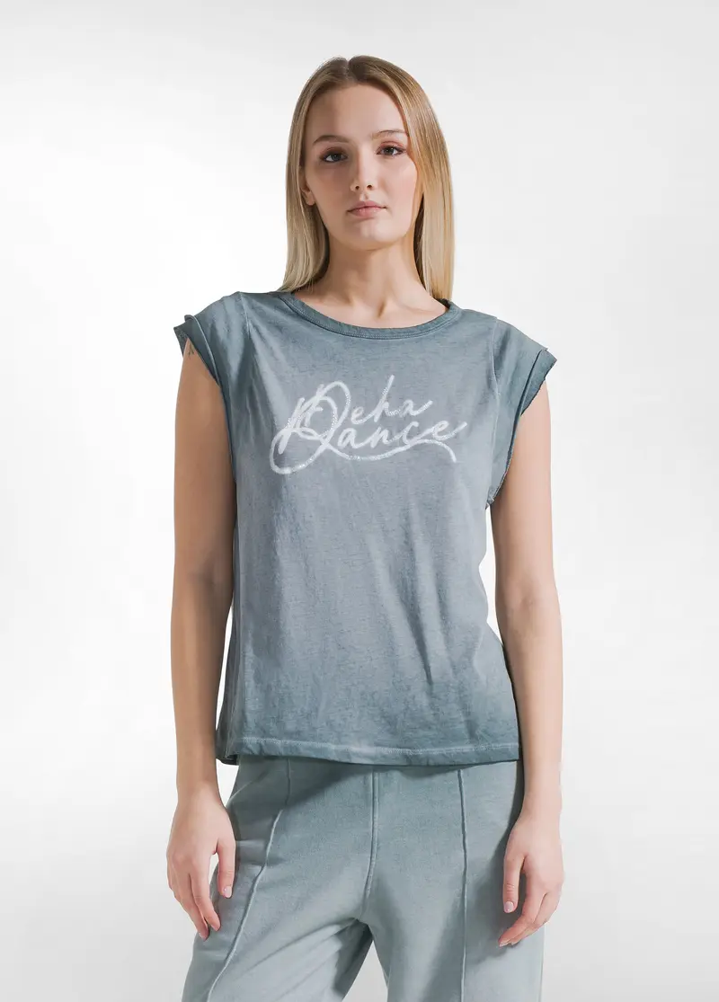 T-SHIRT GRAFICA EFFETTO FADE VERDE