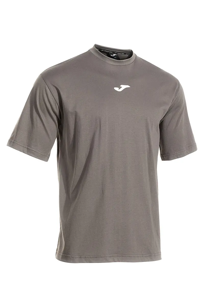 T-shirt grigia in cotone con logo gommato Joma Step short sleeve