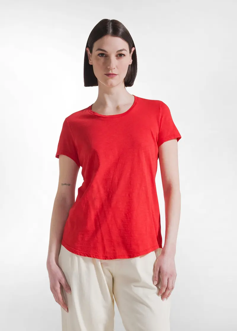 T-SHIRT IN COTONE FLAMMÈ ROSSO