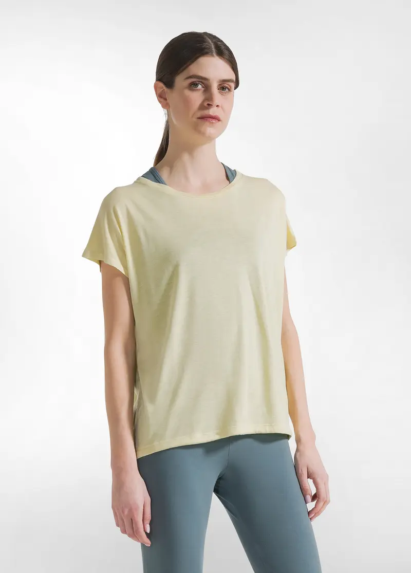 T-SHIRT IN VISCOSA CON COULISSE GIALLO