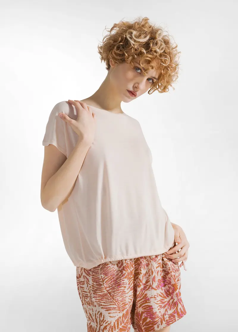 T-SHIRT IN VISCOSA CON COULISSE ROSA