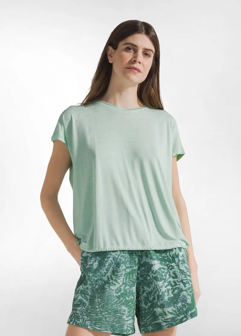 T-SHIRT IN VISCOSA CON COULISSE VERDE