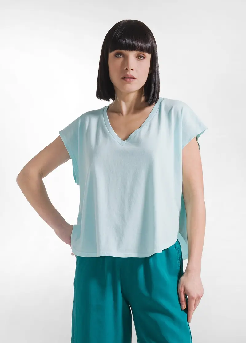T-SHIRT LOOSE-FIT IN JERSEY ORGANICO BLU
