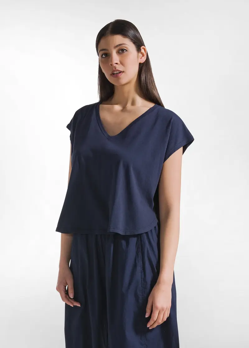 T-SHIRT LOOSE-FIT IN JERSEY ORGANICO BLU