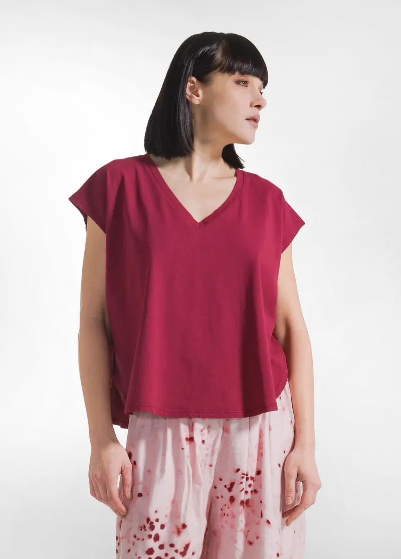 T-SHIRT LOOSE-FIT IN JERSEY ORGANICO ROSSO