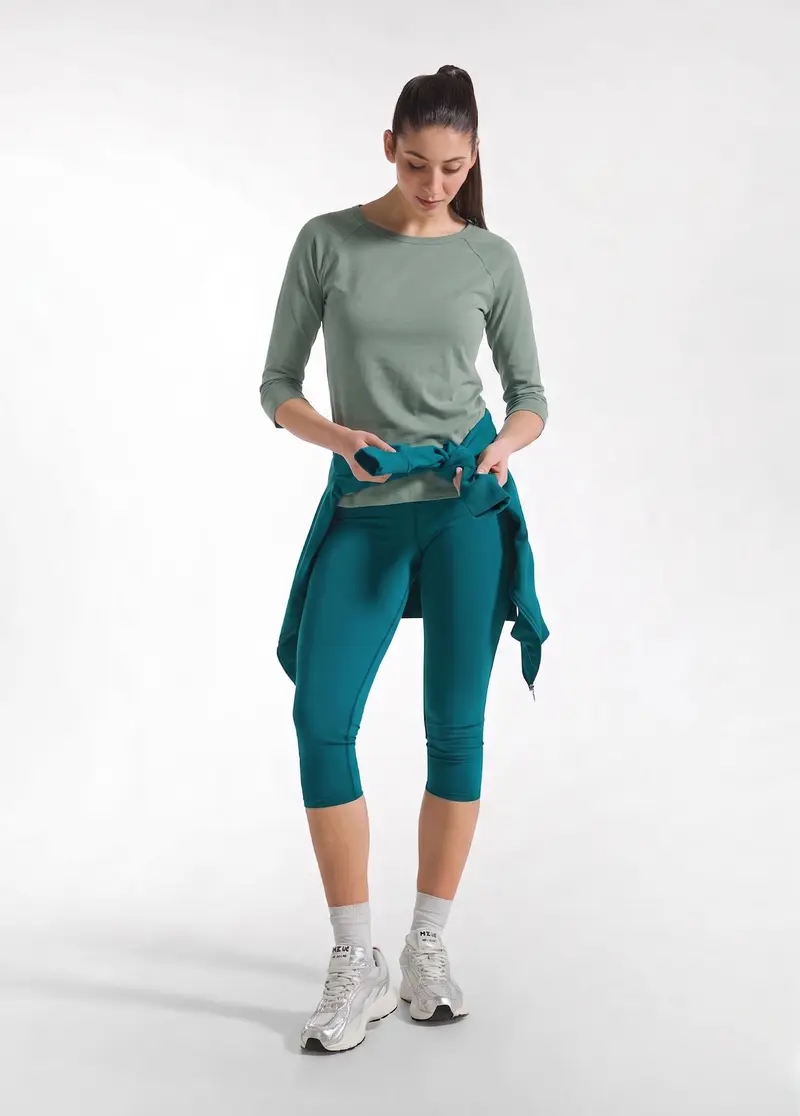 T-SHIRT MANICA 3/4 IN JERSEY FIAMMATO VERDE