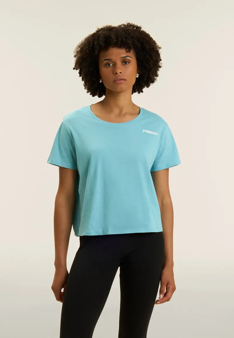 T-shirt Manica Corta Cropped con piccolo Logo FREDDY