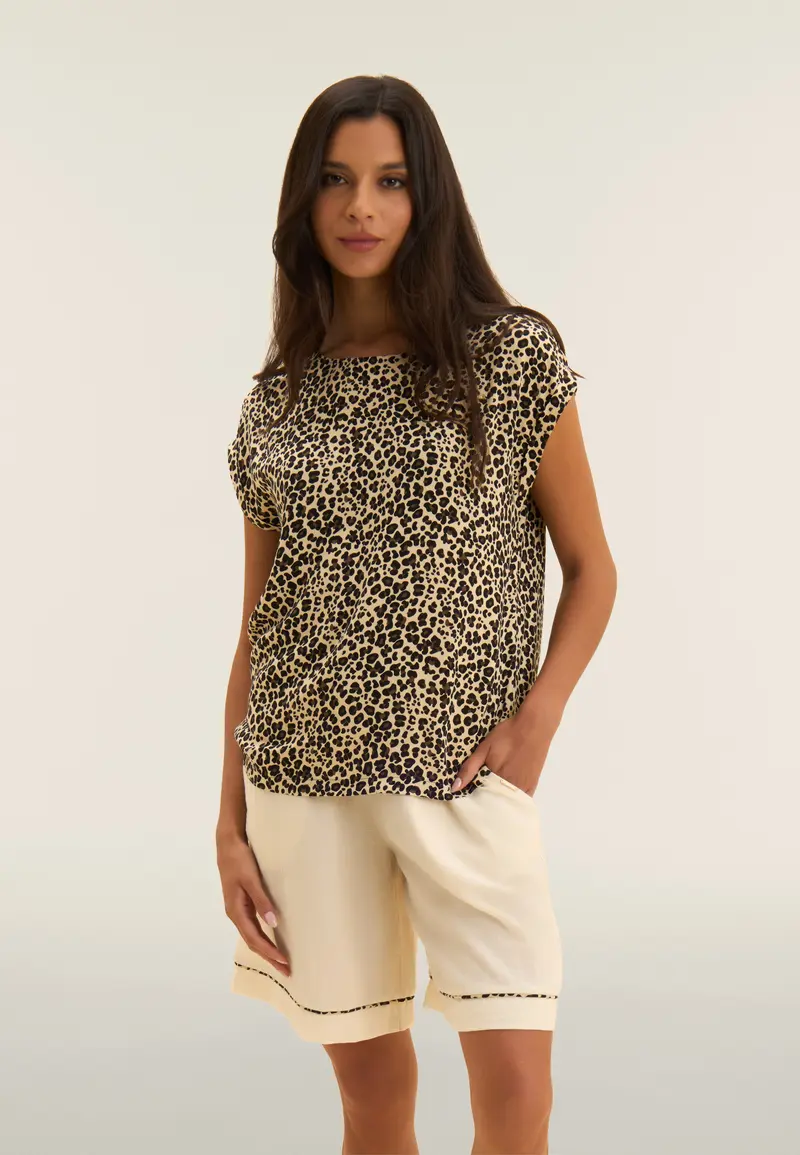 T-shirt Manica Corta in Viscosa fantasia Animalier