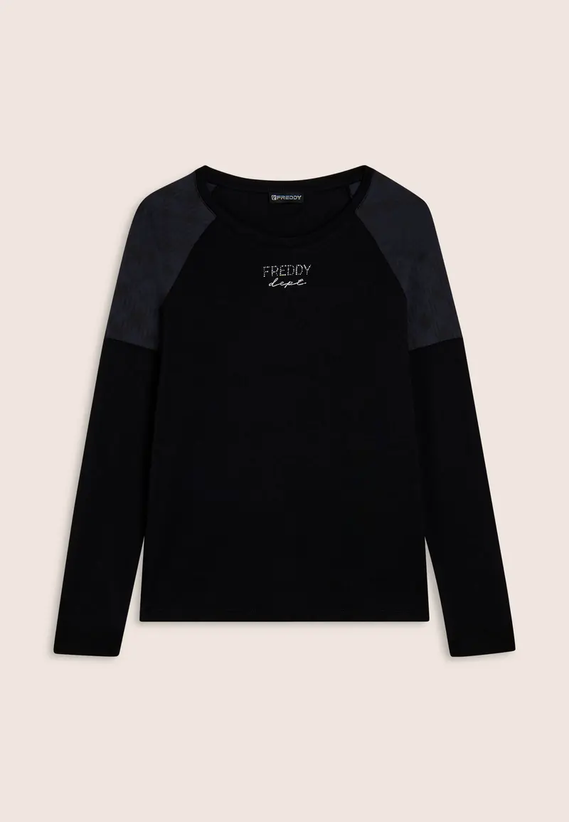 T-shirt manica lunga con fondo asimmetrico