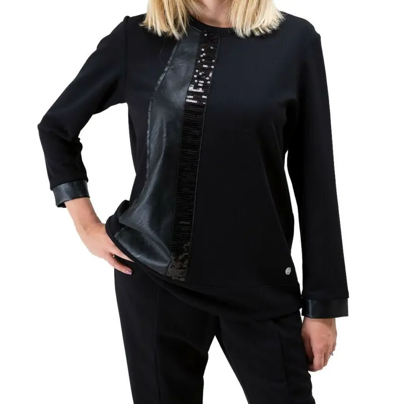 T-shirt manica lunga da donna Forza 9 colore nero