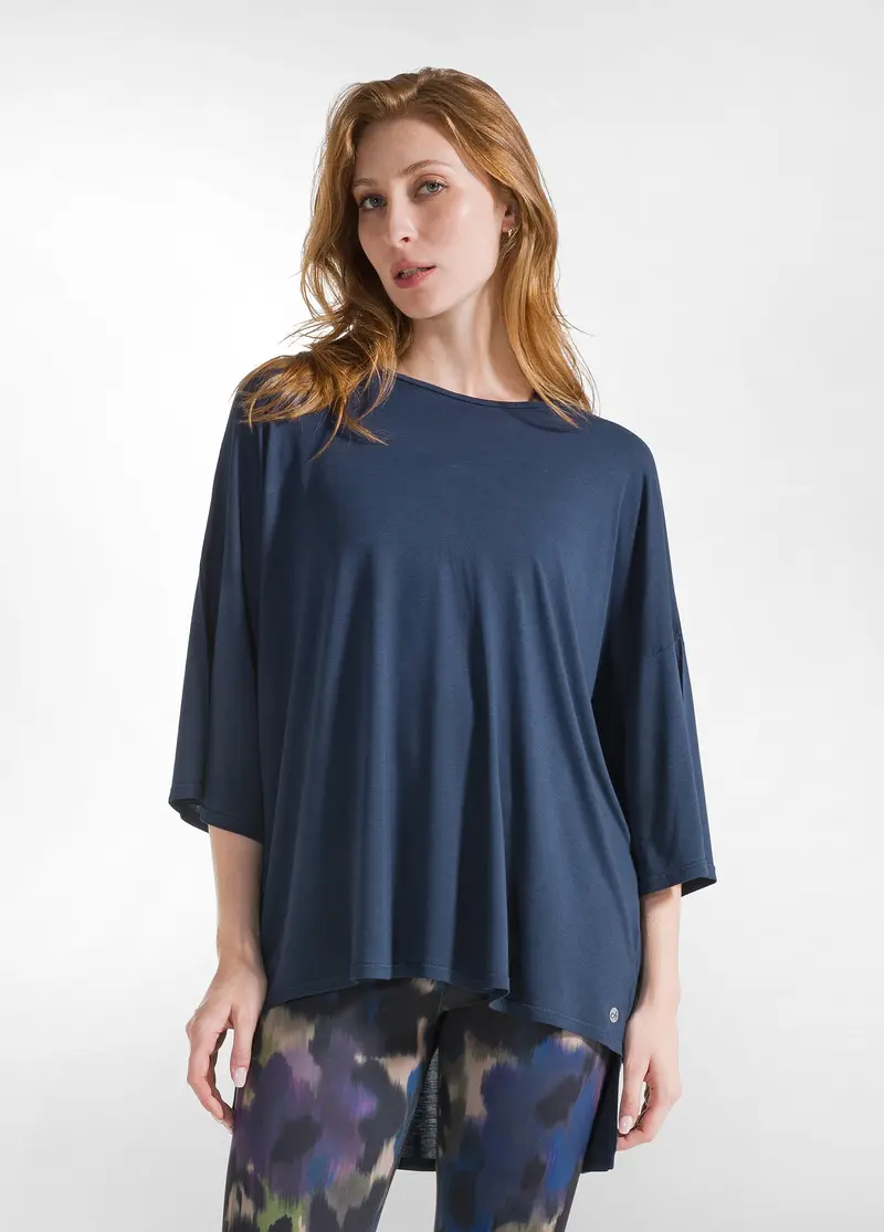T-SHIRT MAXI IN VISCOSA BLU
