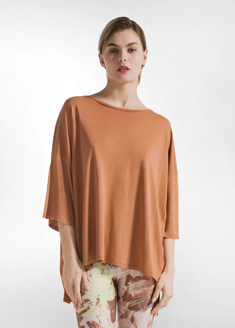 T-SHIRT MAXI IN VISCOSA MARRONE